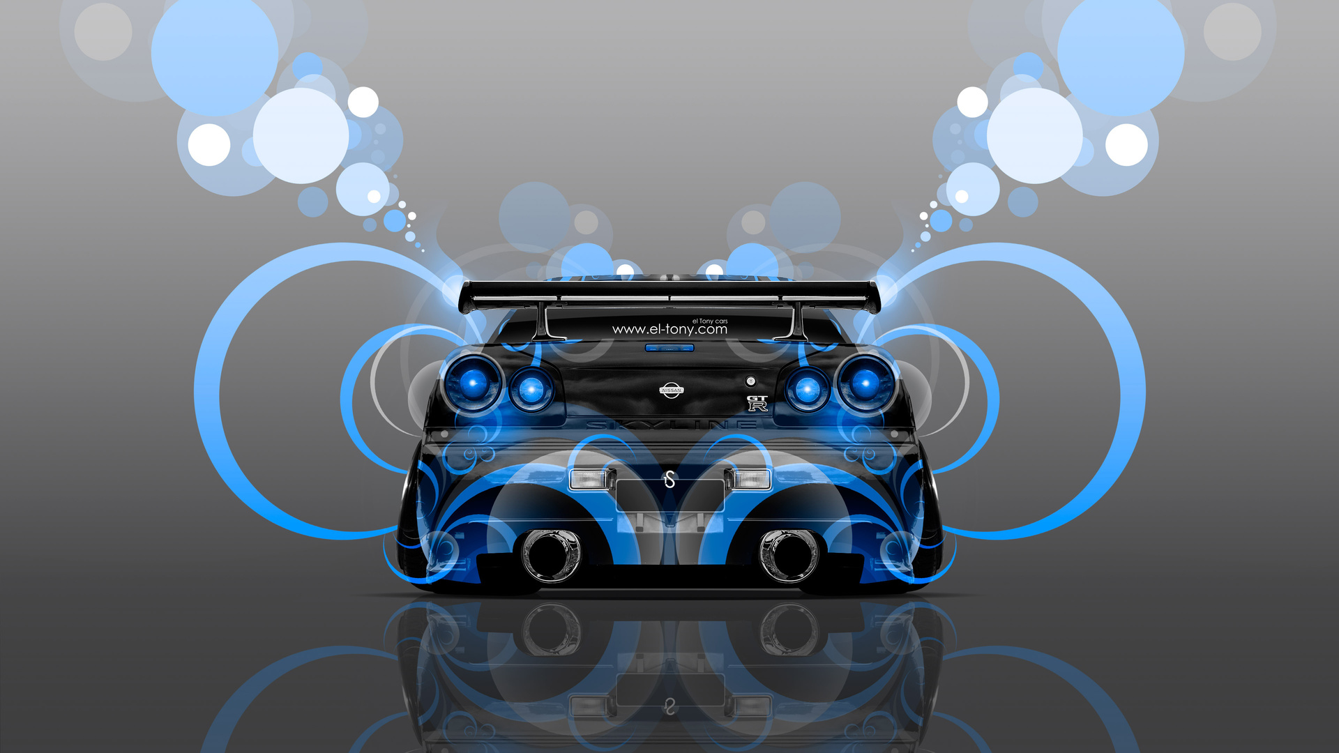 Tony Kokhan Nissan Skyline R Gtr Jdm Back Abstract Aerography Style Blue