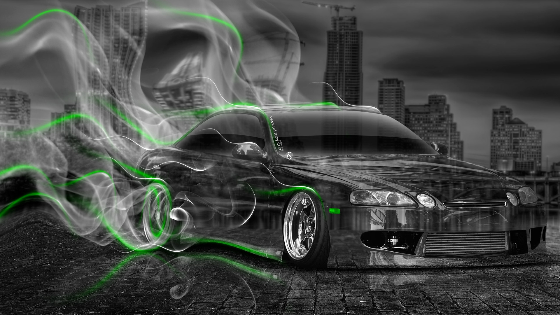 tony kokhan, toyota, soarer, jdm, style, crystal, city, smoke, drift, plastic, car, green, neon, night, city, el tony cars, photoshop,  , , , , , , , , , , , , , , , 