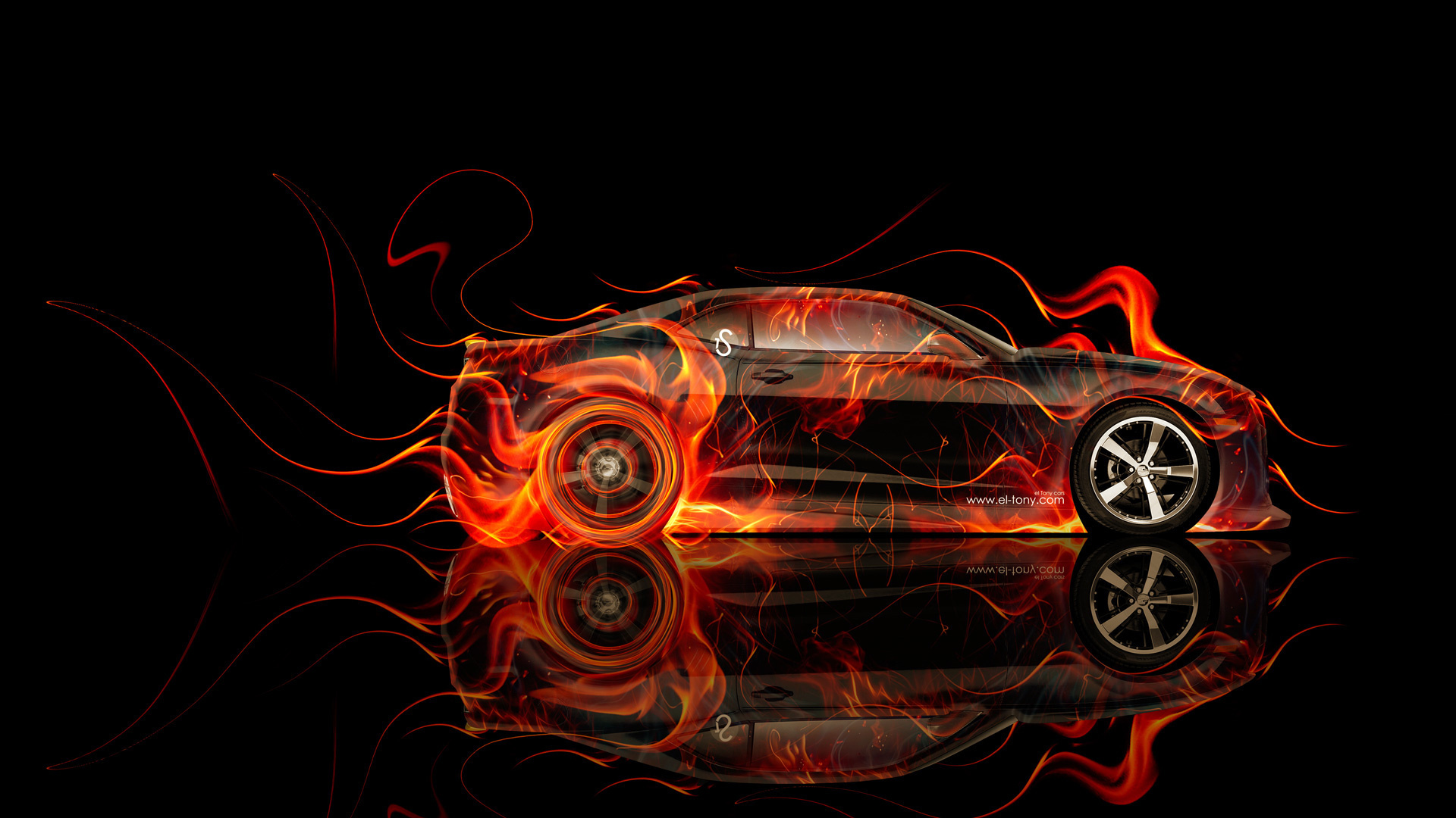 Картинки tony kokhan, chevrolet, camaro, fire, car, side, abstract, orange,  muscle, black, el tony cars, photoshop, art, hd wallpapers, тони кохан,  фотошоп, стиль, шевроле, камаро, мускул, кар, огненная, огонь, машина,  авто, вид