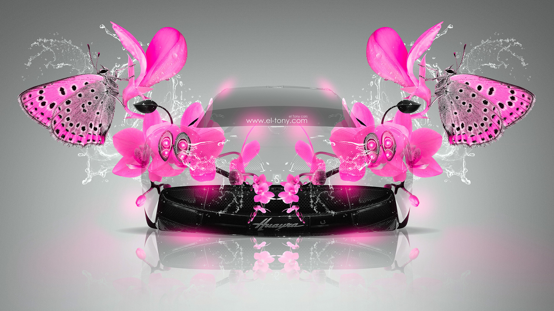 tony kokhan, pagani, huayra, fantasy, flowers, butterfly, water, pink, colors, glamour, el tony cars, photoshop, design, art,  , , , , , , , , , , , , , , , 