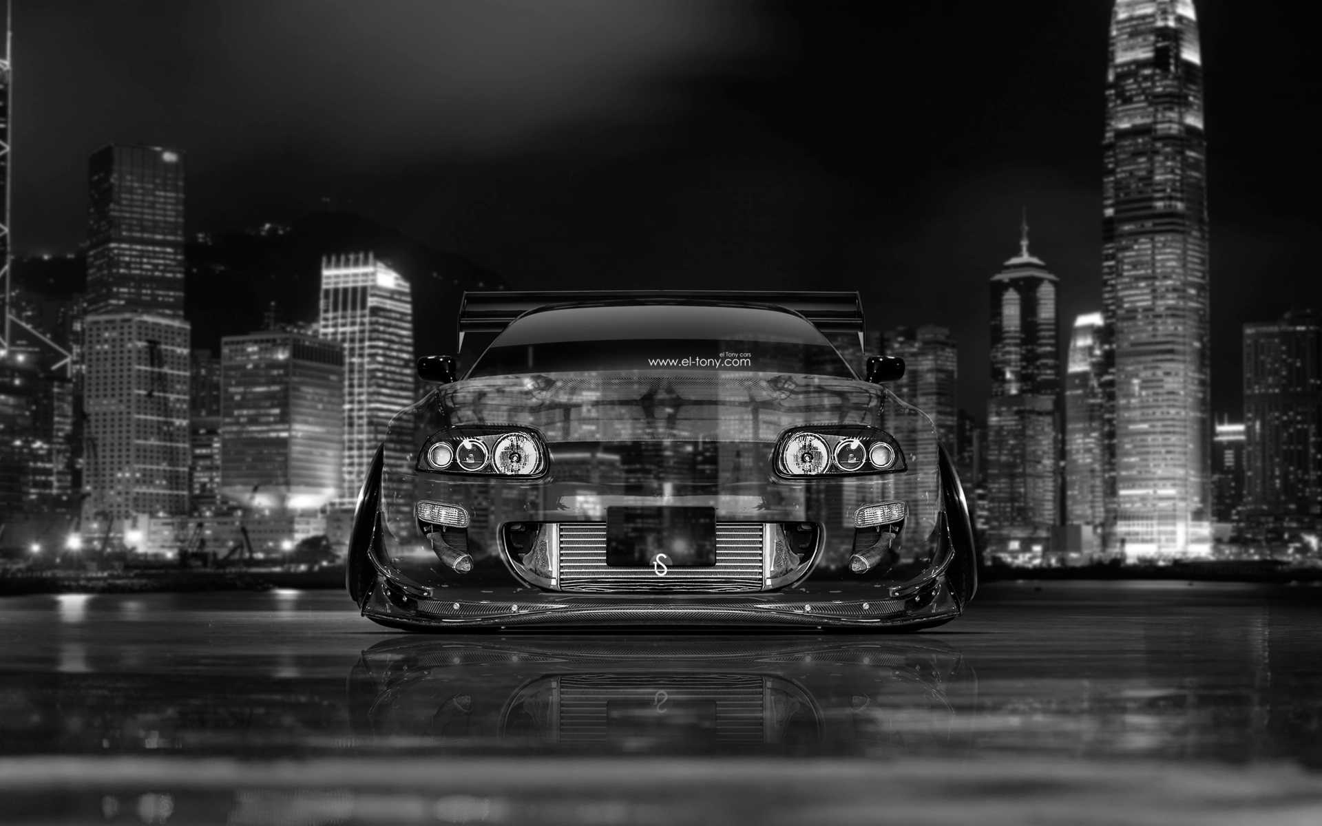 tony kokhah, toyota, supra, jdm, front, crystal, city, black, white, silver, tuning, el tony cars, photoshop, 4k, wallpapers,  , , , , ,  , , , , , -, , , , , 2