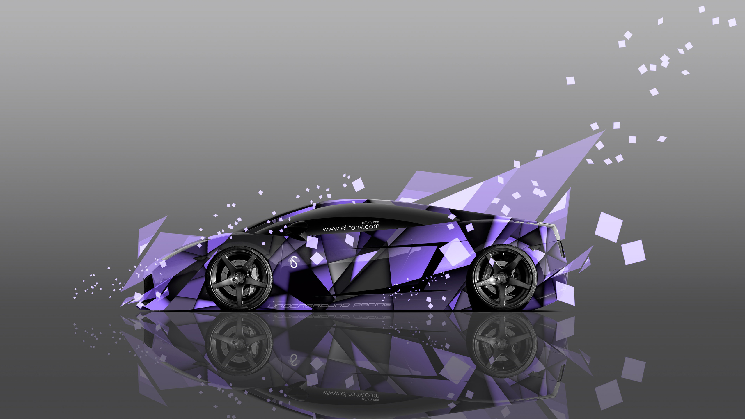 tony kokhan, lamborghini, gallardo, abstract, aerography, side, violet, colors, car, el tony cars, photoshop, 4k, wallpapers, design,  , , , , , , , , , 4, , 2014, , 