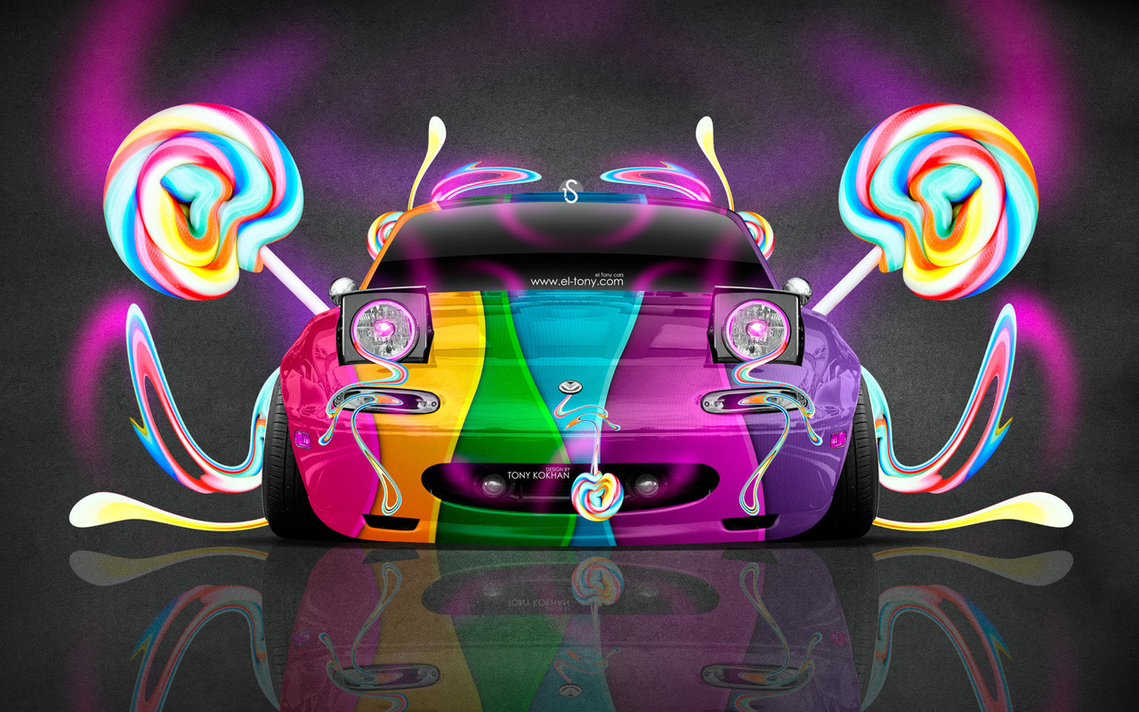 tony kokhan, mazda, miata, jdm, front, fantasy, multicolors, aerography, candy, car, el tony cars, design, art, style, hd wallpapers,  , , , , , , 2014, , ,  , , , , ,