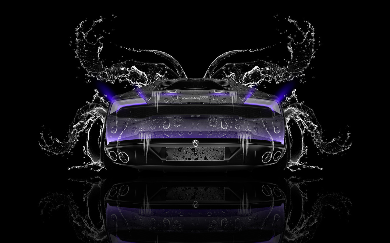 tony kokhan, lamborghini, huracan, back, water, car, violet, neon, effects, hd wallpapers, el tony cars, photoshop, design, art, style, black,  , , , ,  , , , , , , , , , 