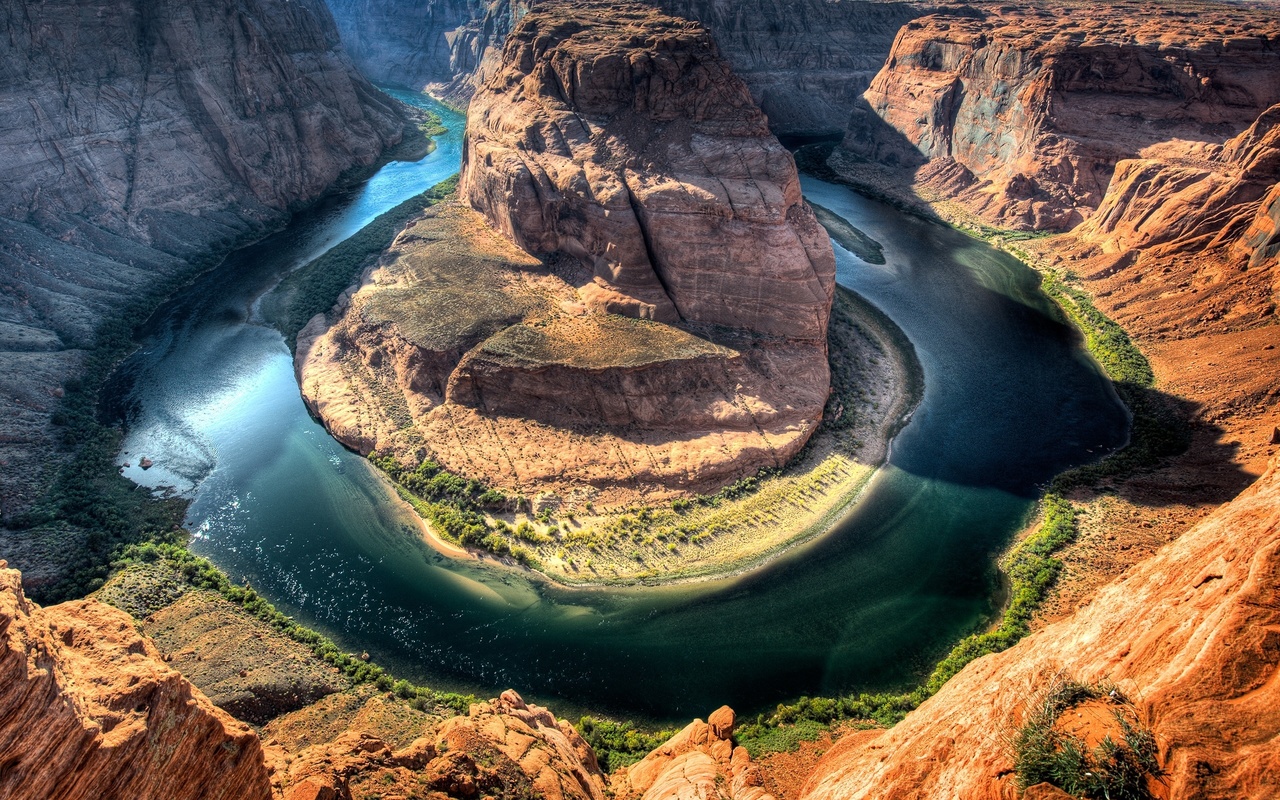 horseshoe, arizona, river, canyon, desert, sky