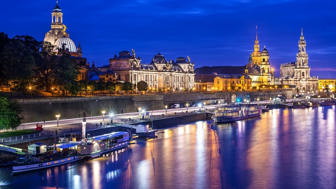 dresden, germany, light, city, building