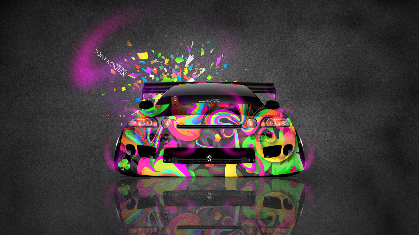 tony kokhan, toyota, soarer, jdm, tuning, front, abstract, aerography, multicolors, pink, neon, domo kun, toy, car, el tony cars, photoshop, design, art, style, hd wallpapers, japan, auto,  , , , , ,  , 