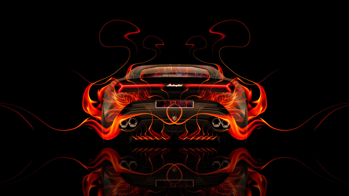 tony kokhan, lamborghini, asterion, supercar, hybrid, back, fire, car, abstract, flame, orange, auto, hd wallpapers, el tony cars, photoshop, design, art, style, black,  , , , ,  , , , , 