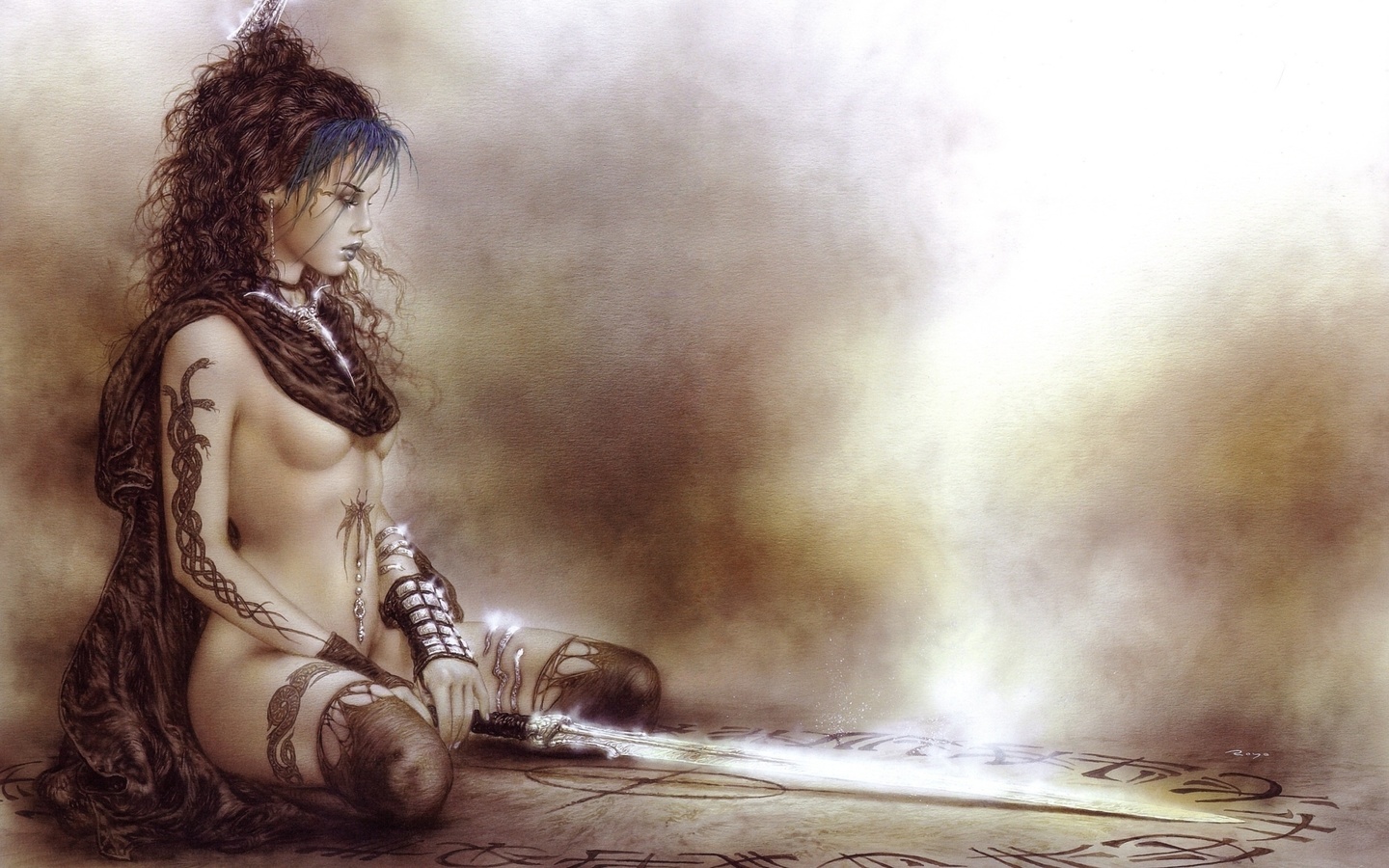 Картинки девушка, фэнтези, арт, работа, секси, магия, luis royo - обои  1440x900, картинка №116756