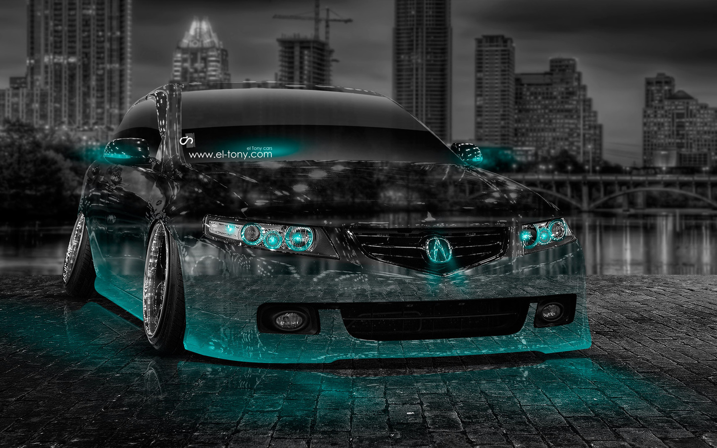 tony kokhan, acura, tsx, crystal, car, azure, neon, honda, accord, city, night, art, design, style, el tony cars, photoshop, hd wallpapers,  , , , , , , , , , , , , , 