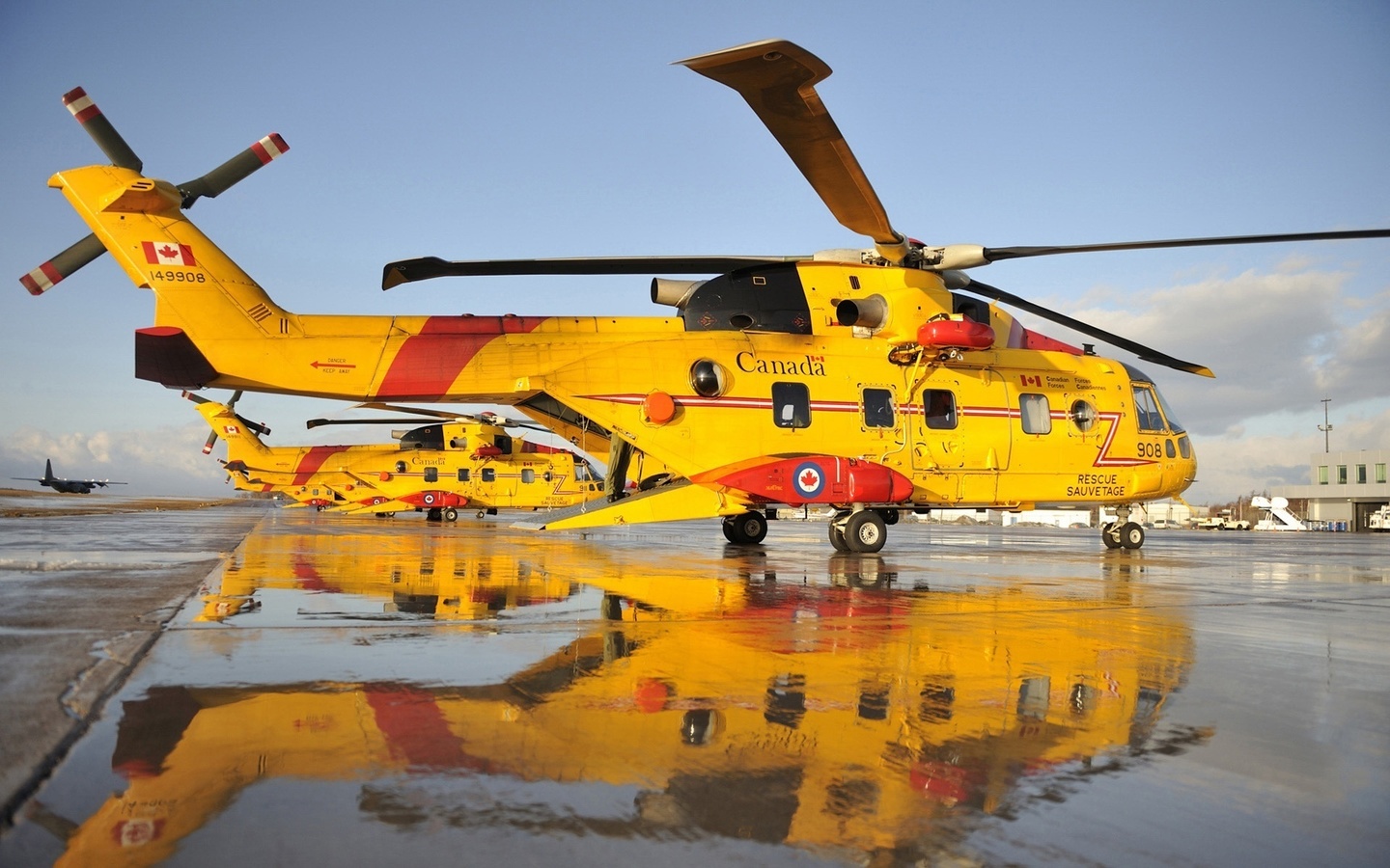 helicopter, yellow, water, rescue, fly