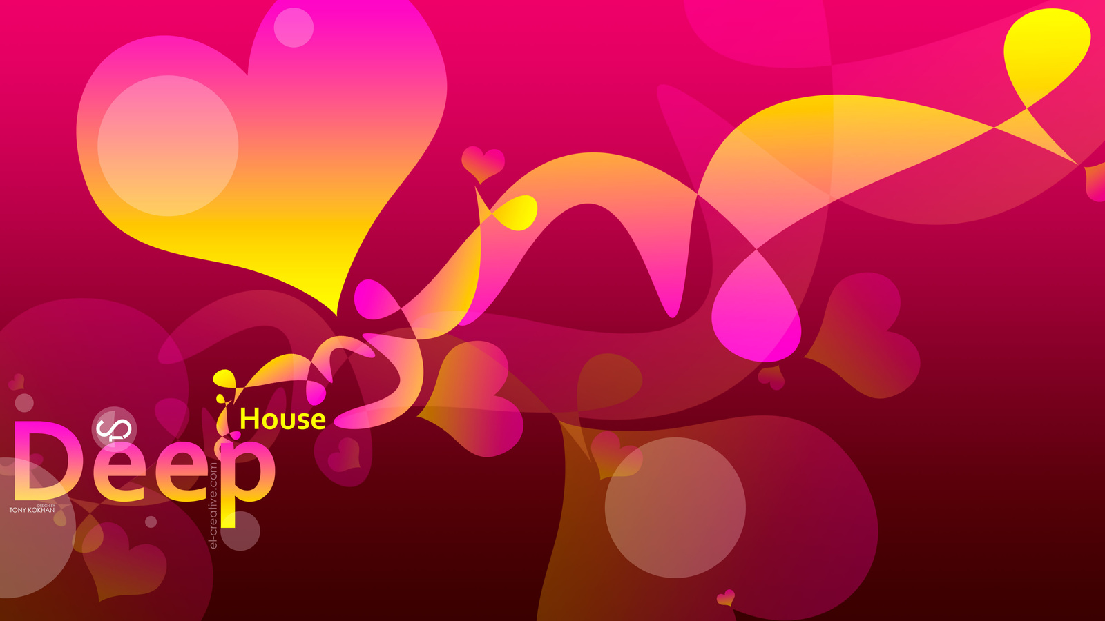 tony kokhan, deep house, music, plastic, dj, pink, yellow, heart, 4k, wallpapers, words, word, el creative, sound, design, art, style,  ,  , , , , , 4, , , 2014, , , , , 