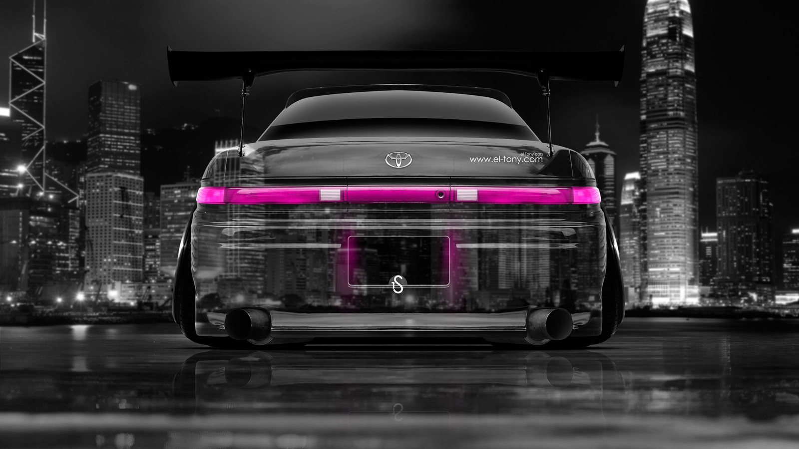 tony kokhan, toyota, mark2, jzx90, jdm, back, crystal, city, car, tuning, pink, colors, el tony cars, photoshop, design, art, style, japan, night, hd wallpapers,  , , , 2, 90 ,  , , , , 