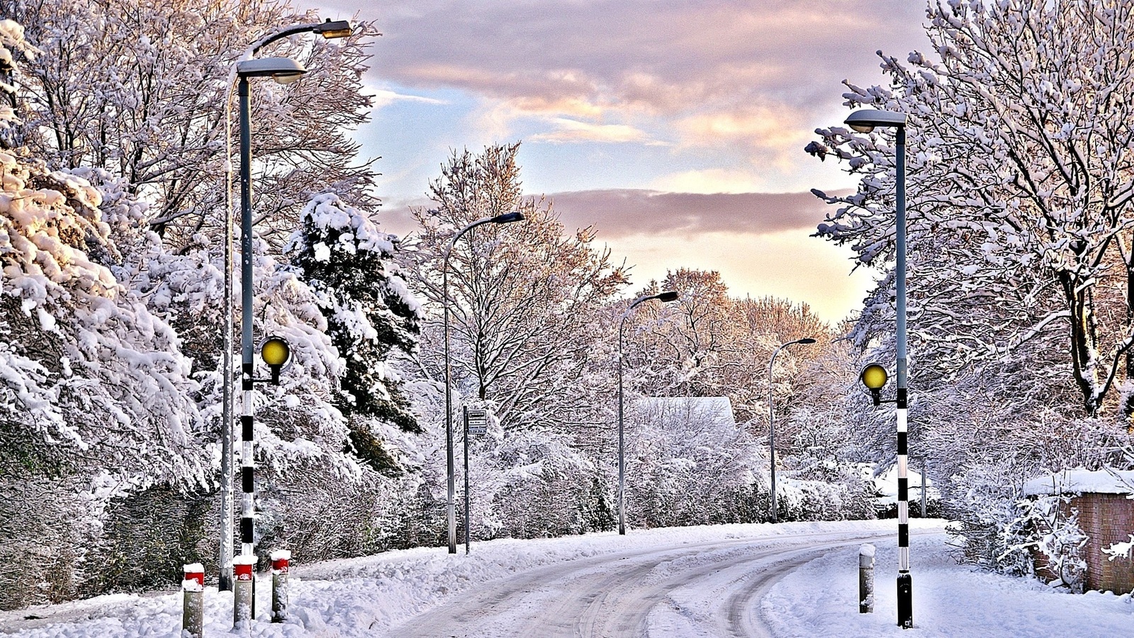 winter, mountain, snow, trees, road, sun, sky, blue, 