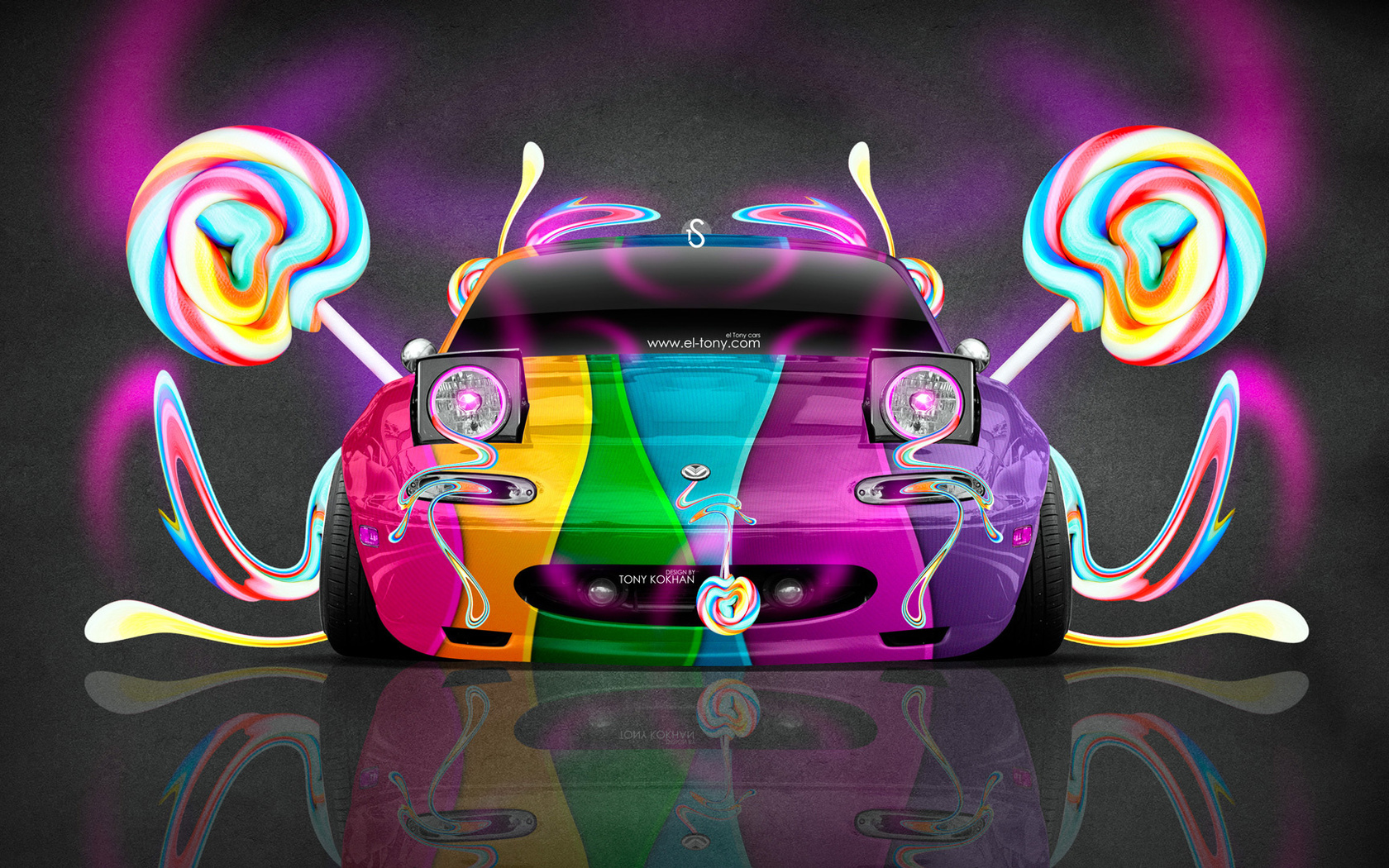 tony kokhan, mazda, miata, jdm, front, fantasy, multicolors, aerography, candy, car, el tony cars, design, art, style, hd wallpapers,  , , , , , , 2014, , ,  , , , , ,