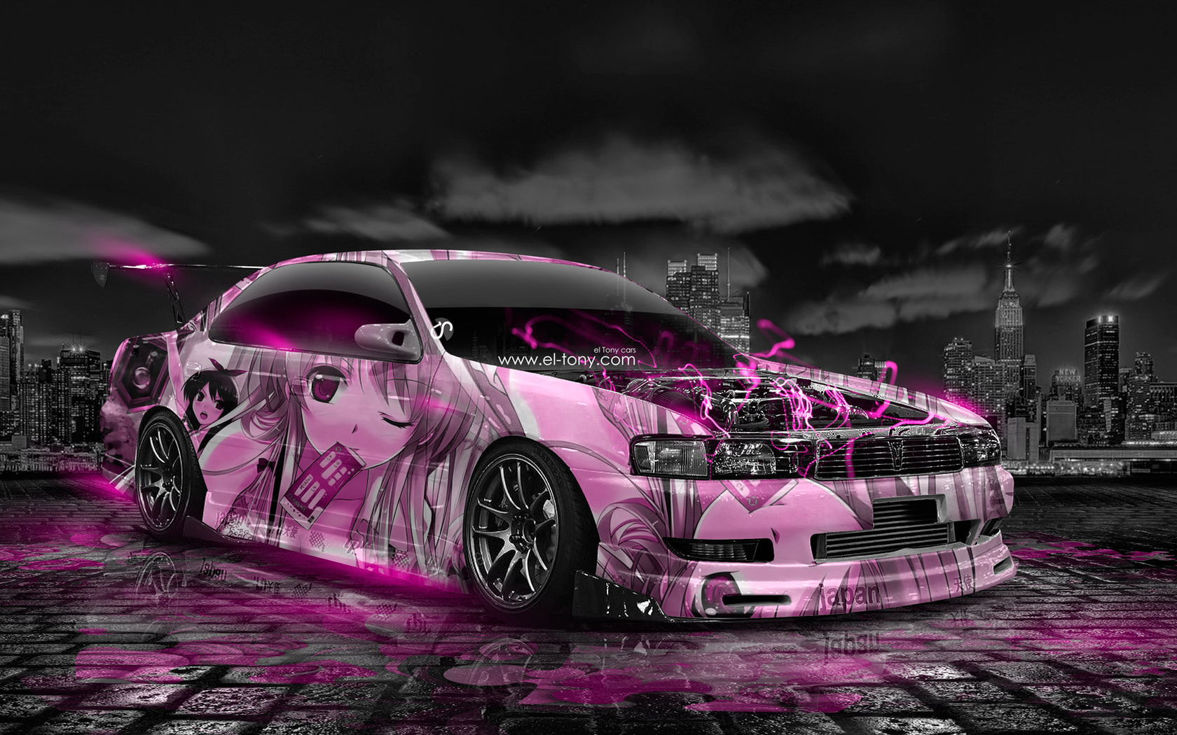 Картинки tony kokhan, toyota, chaser, jzx90, jdm, anime, girl, aerography,  city, japan, pink, neon, effects, car, tuning, el tony cars, photoshop,  design, art, style, hd wallpapers, тони кохан, фотошоп, тойота, Чайзер,  аниме,