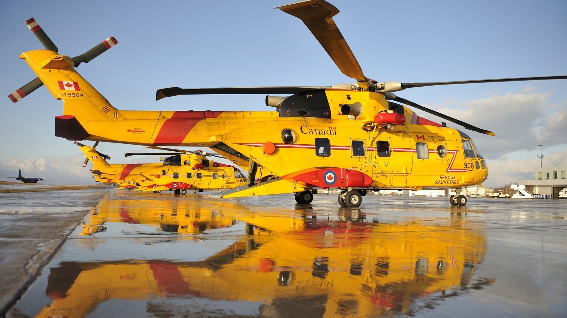 helicopter, yellow, water, rescue, fly