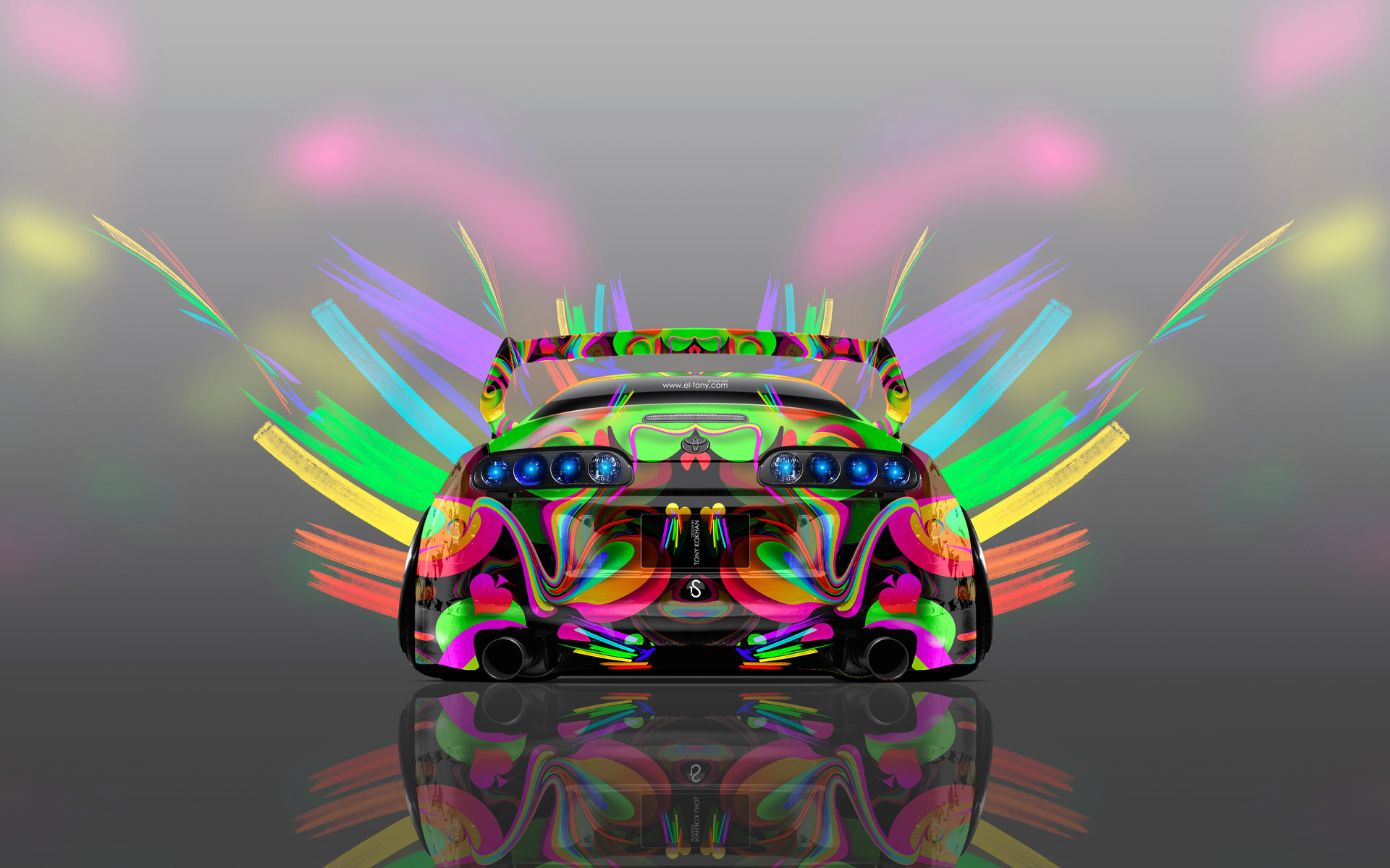 tony kokhan, toyota, supra, jdm, super, abstract, aerography, multicolors, neon, 4k, wallpapers, design, art, style, photoshop,  , , , ,  , , , , , , , , , 