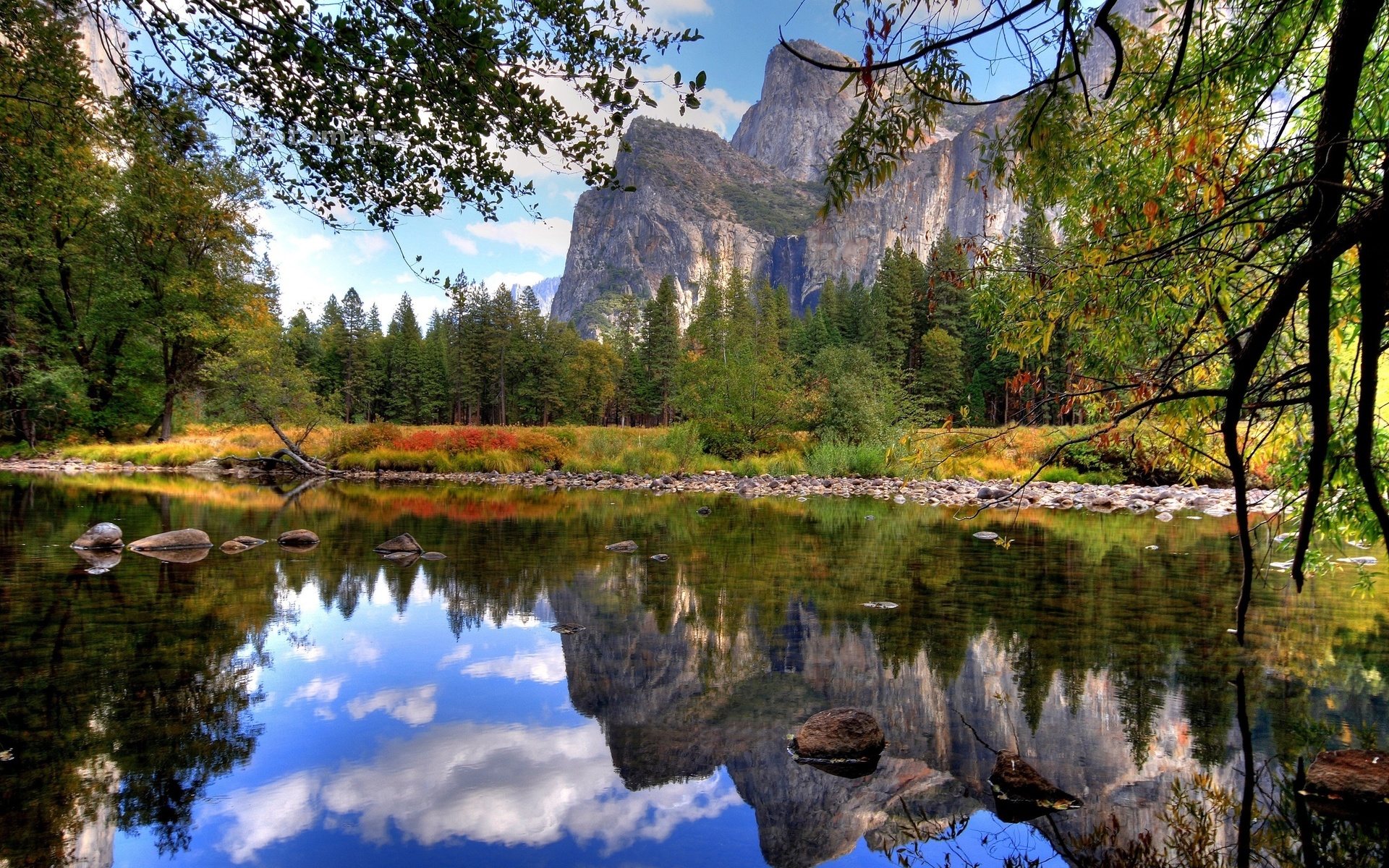 lake, autumn, mountain, trees, leaves, ,, 