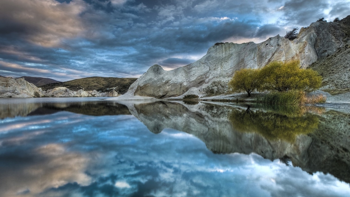 lake, mountain, reflextion, water, sky, blue