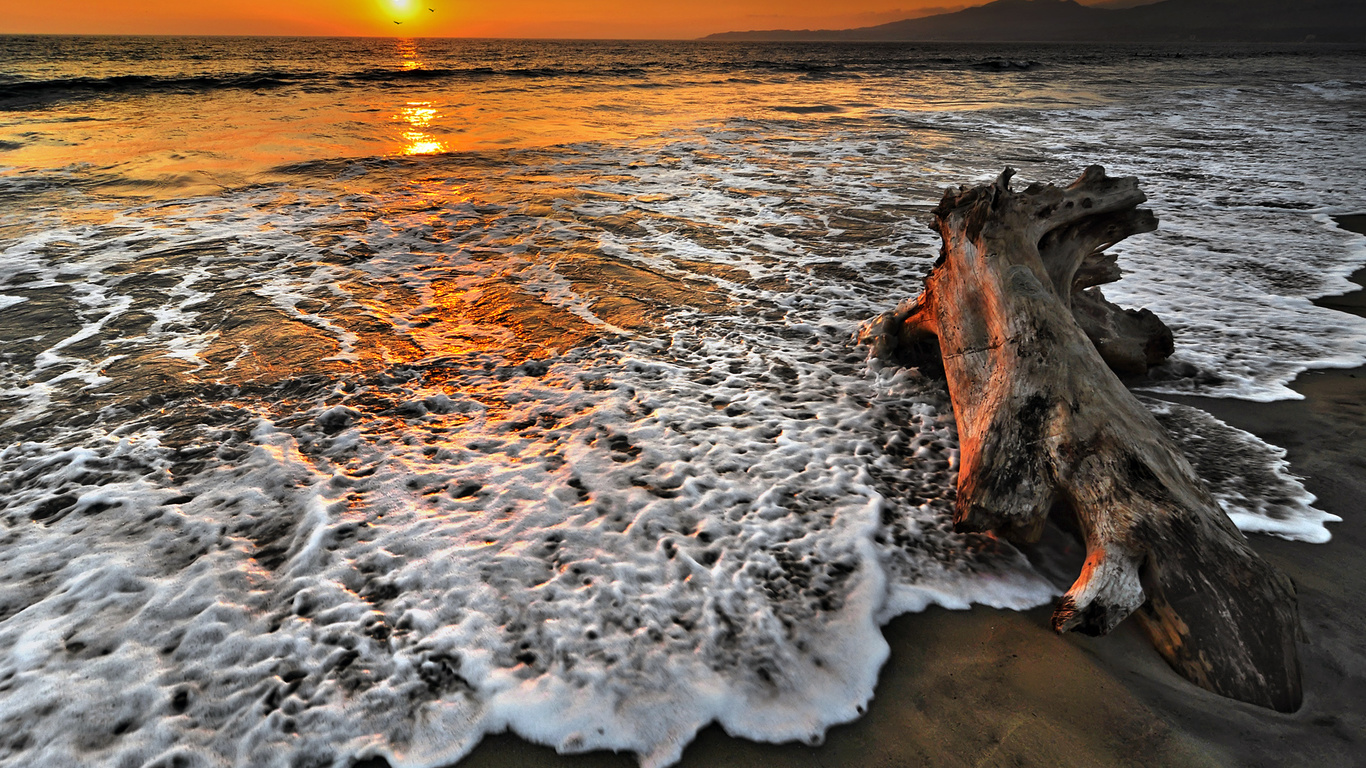 sunset, ocean, water, sky, clouds