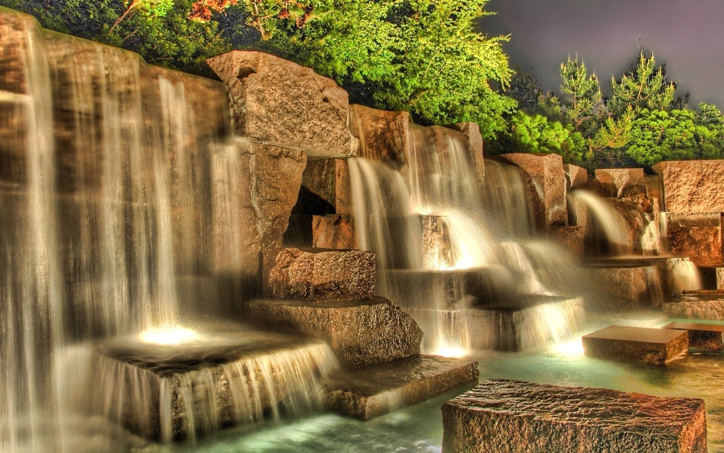 waterfall, artificial, water, wall, 