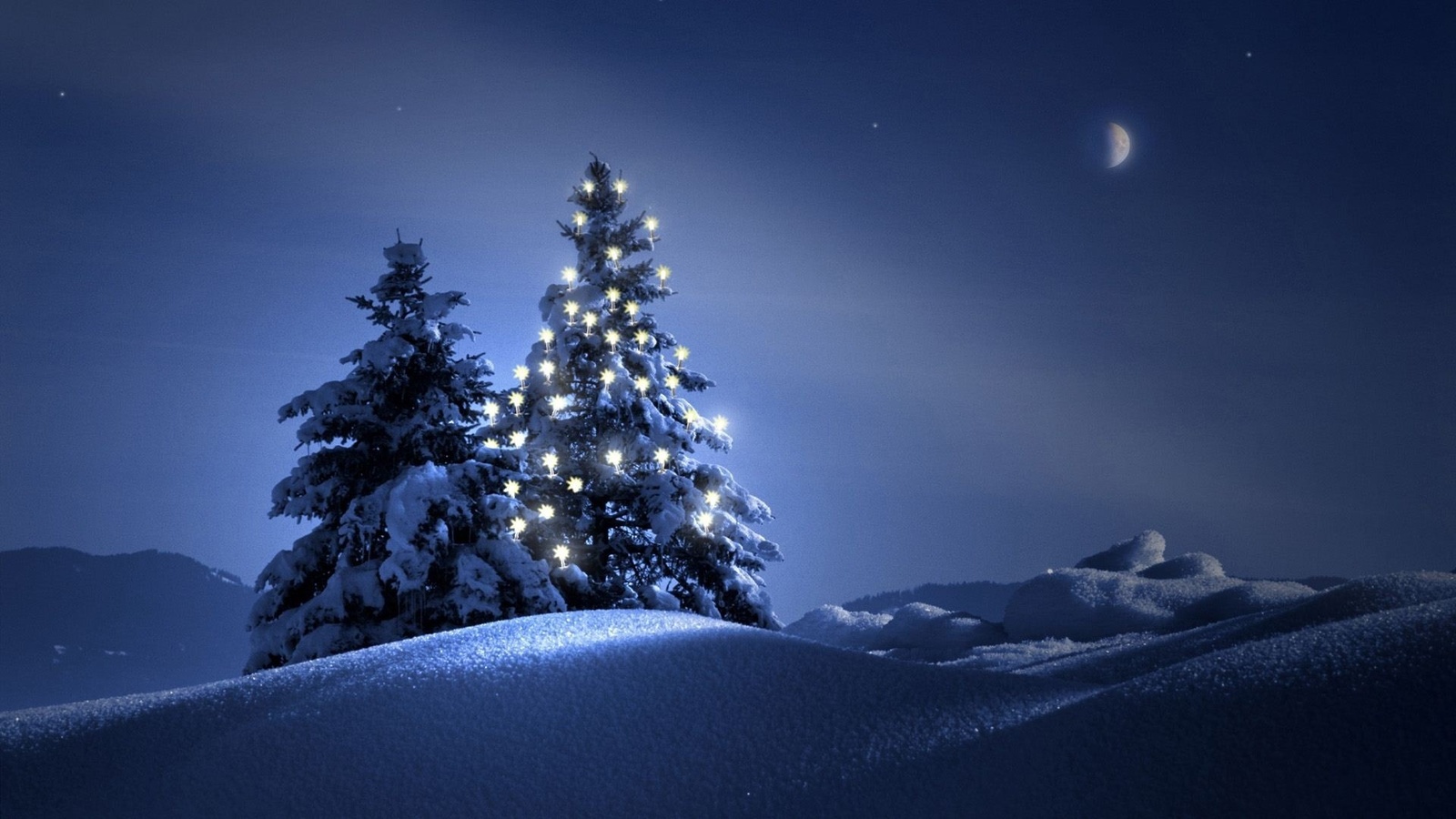 tree, mountain, snow, blue, sky