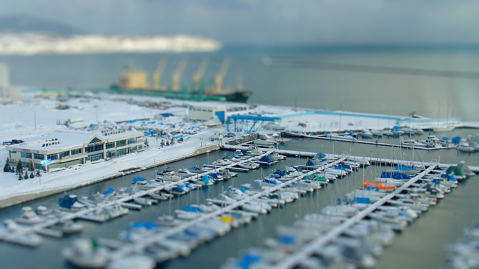 marina, boat, snow, water, ocean