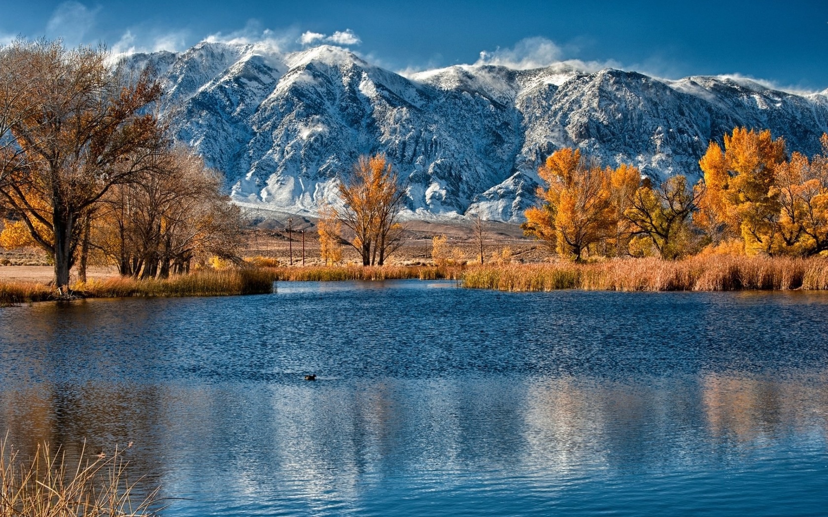 lake, mountain, reflextion, water, sky, blue