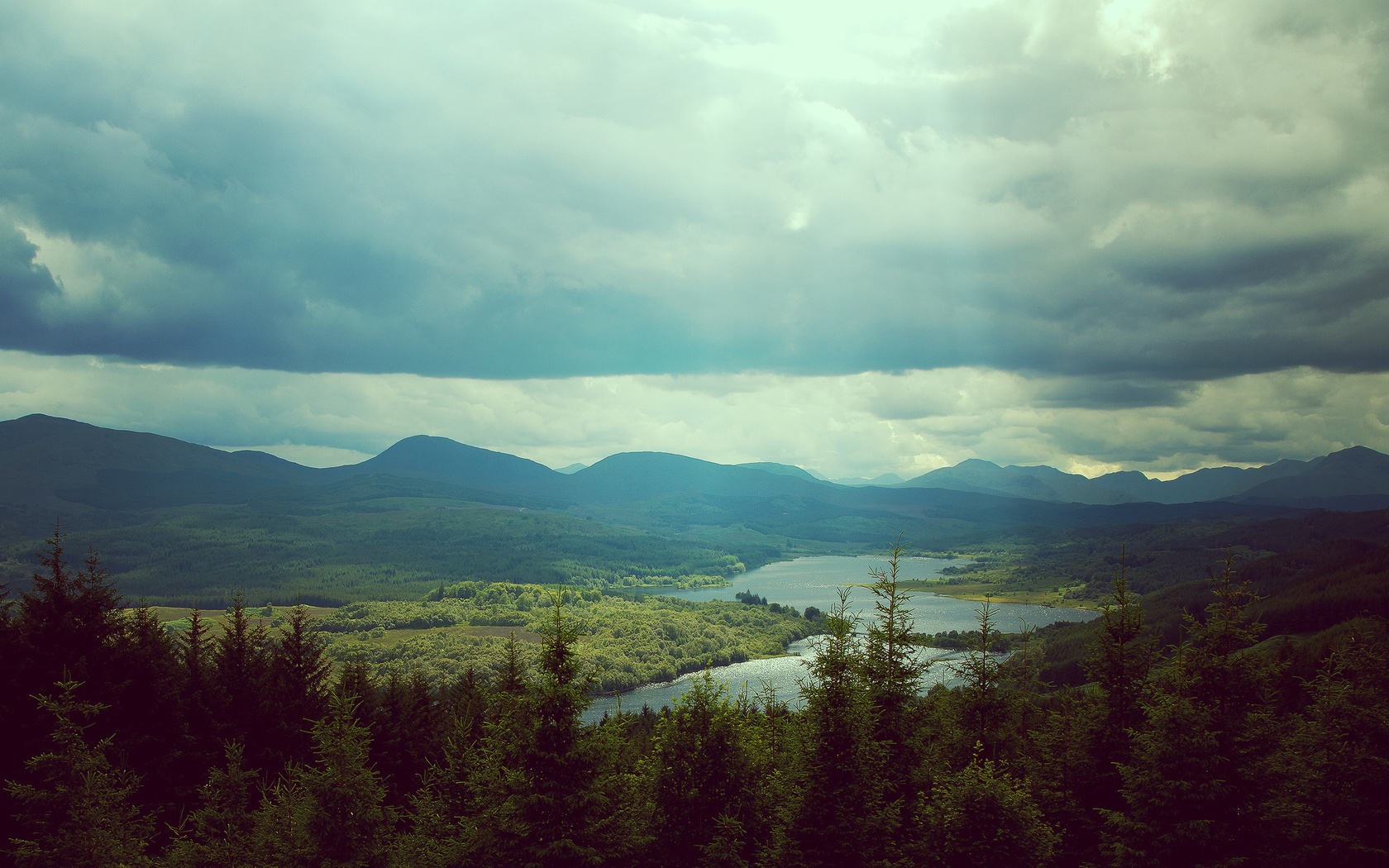 scotland, mountain, river, green