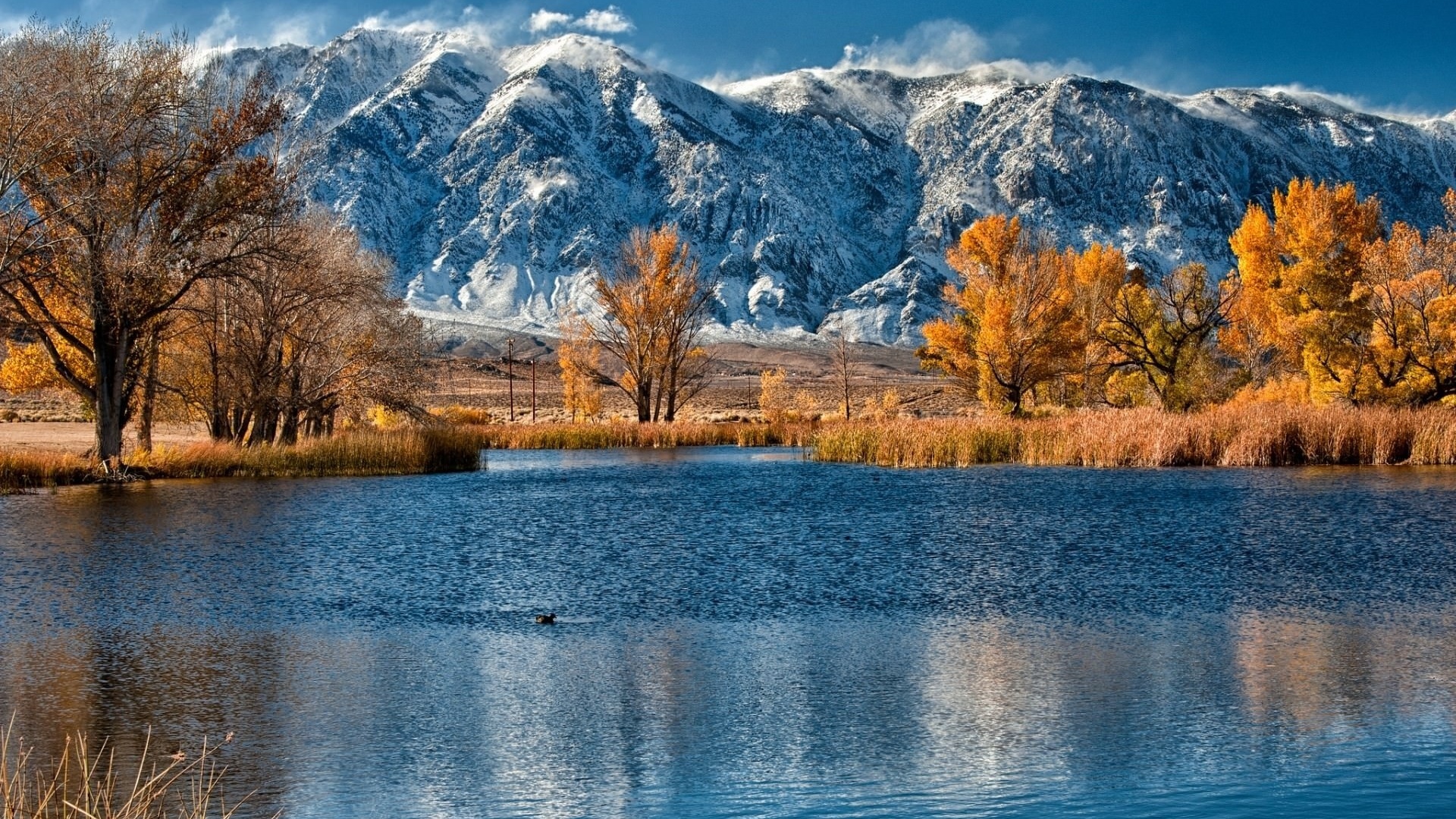 lake, mountain, reflextion, water, sky, blue