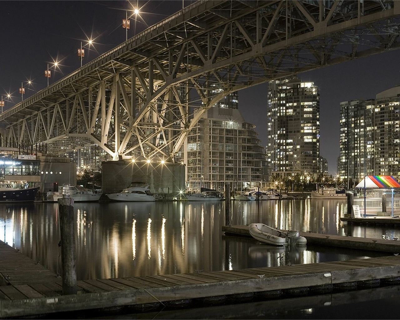 city, light, night, water, reflextion, bridge