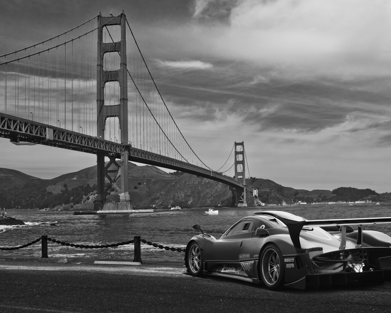 pagani, zonda r, sea, golden gate bridge, san francisco, , , ,   , ,  , - 