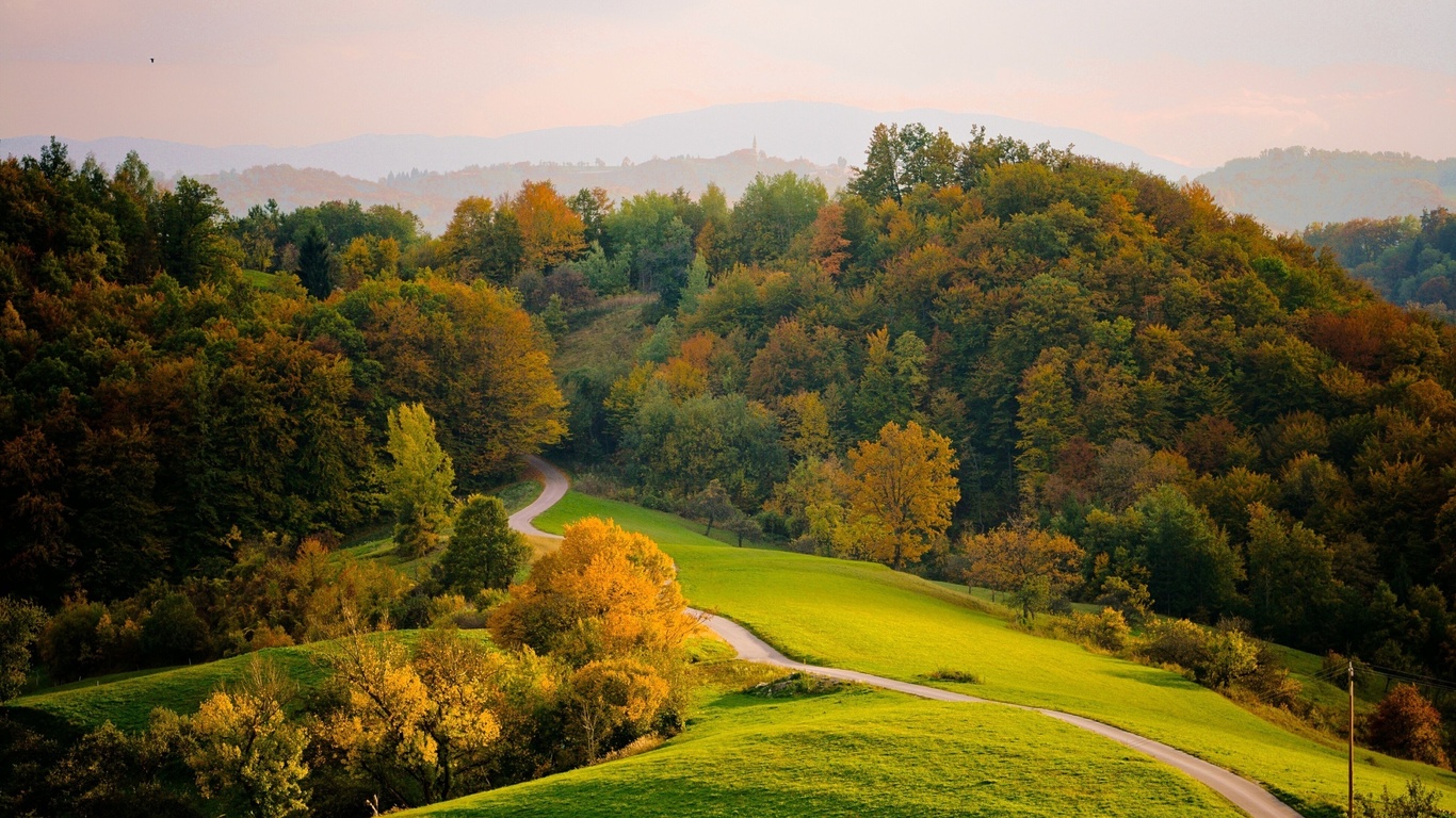 mountain, green, grass, sky, tree