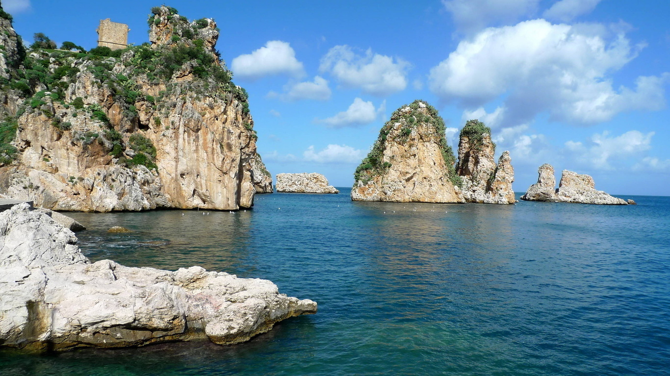 ocean, rock, water, sky, sea