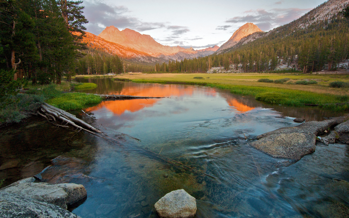 mountain, river, water, rock, tree