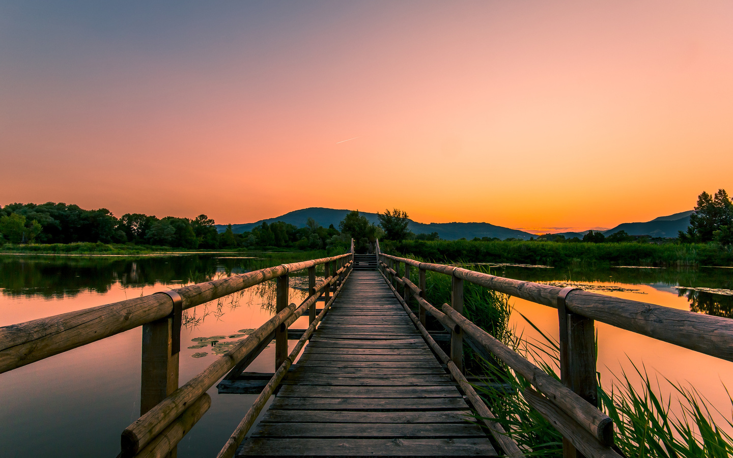 dock, lake, water, mountain