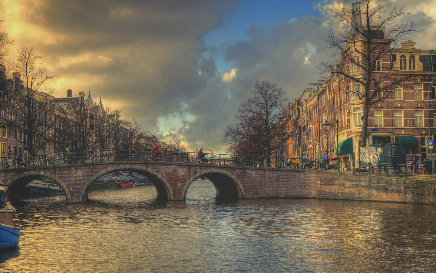 bridge, road, mountain, river, city