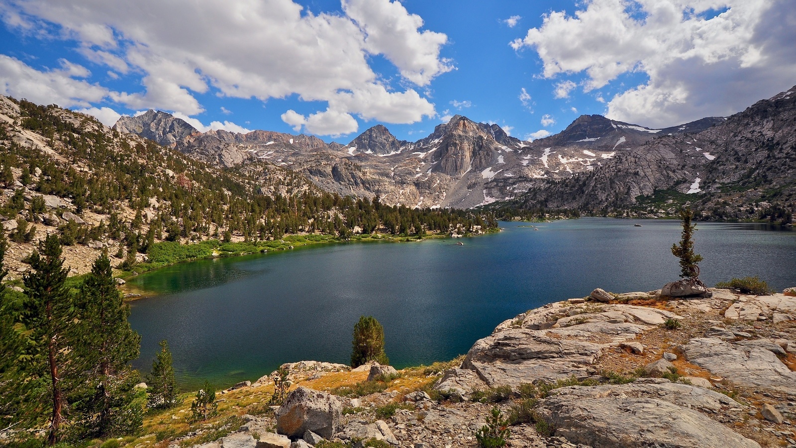 lake, mountain, sky, purple, water, clouds