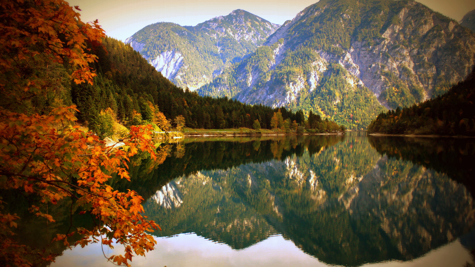 lake, water, tree, grass, sky