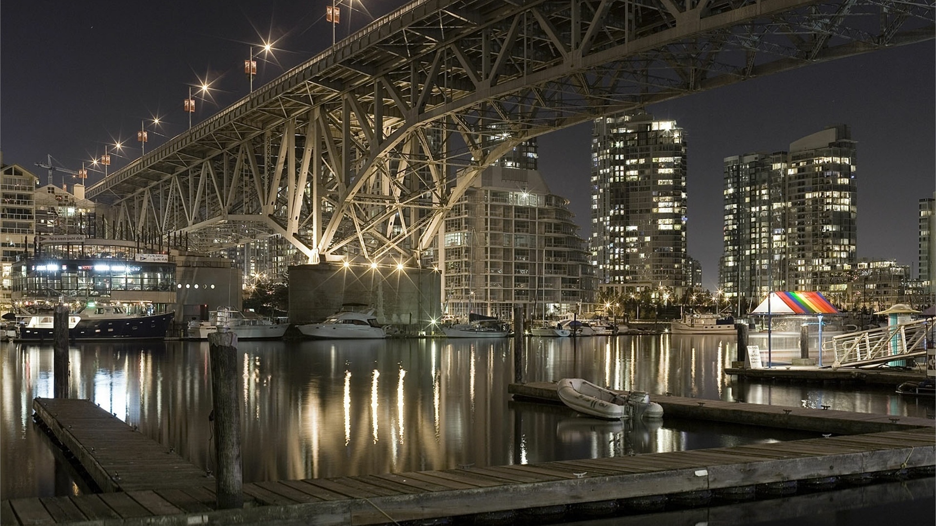 city, light, night, water, reflextion, bridge