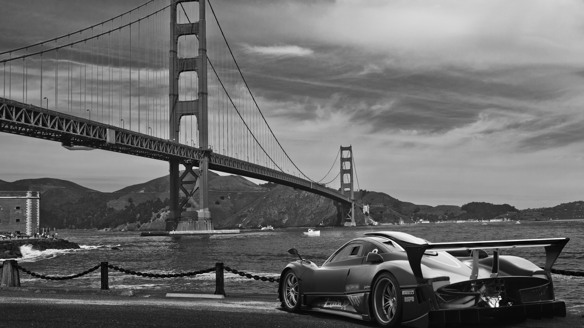 pagani, zonda r, sea, golden gate bridge, san francisco, , , ,   , ,  , - 