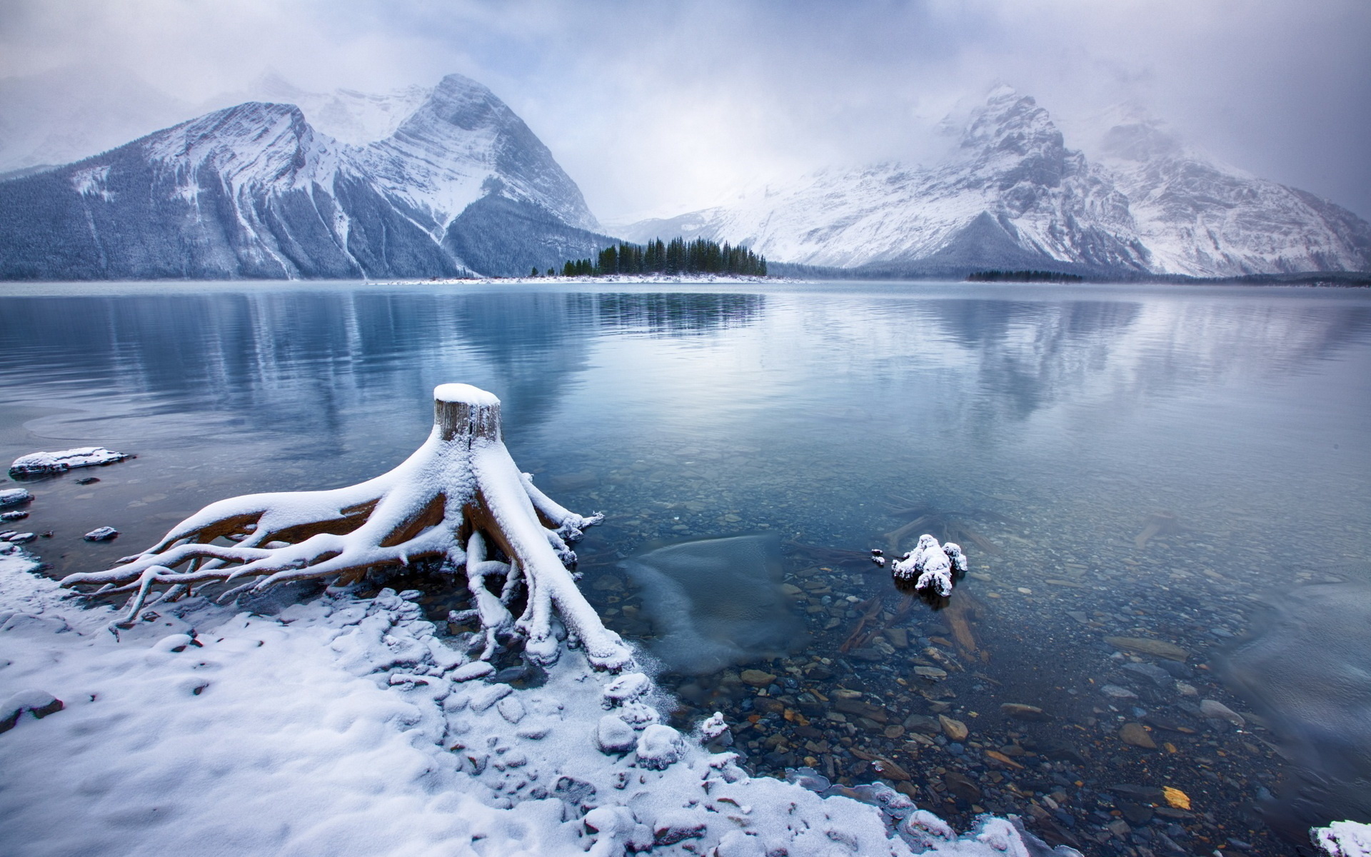 kananaskis, lake, canada, mountain, snow