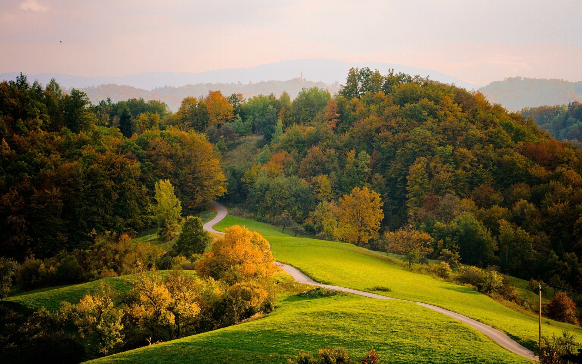 mountain, green, grass, sky, tree