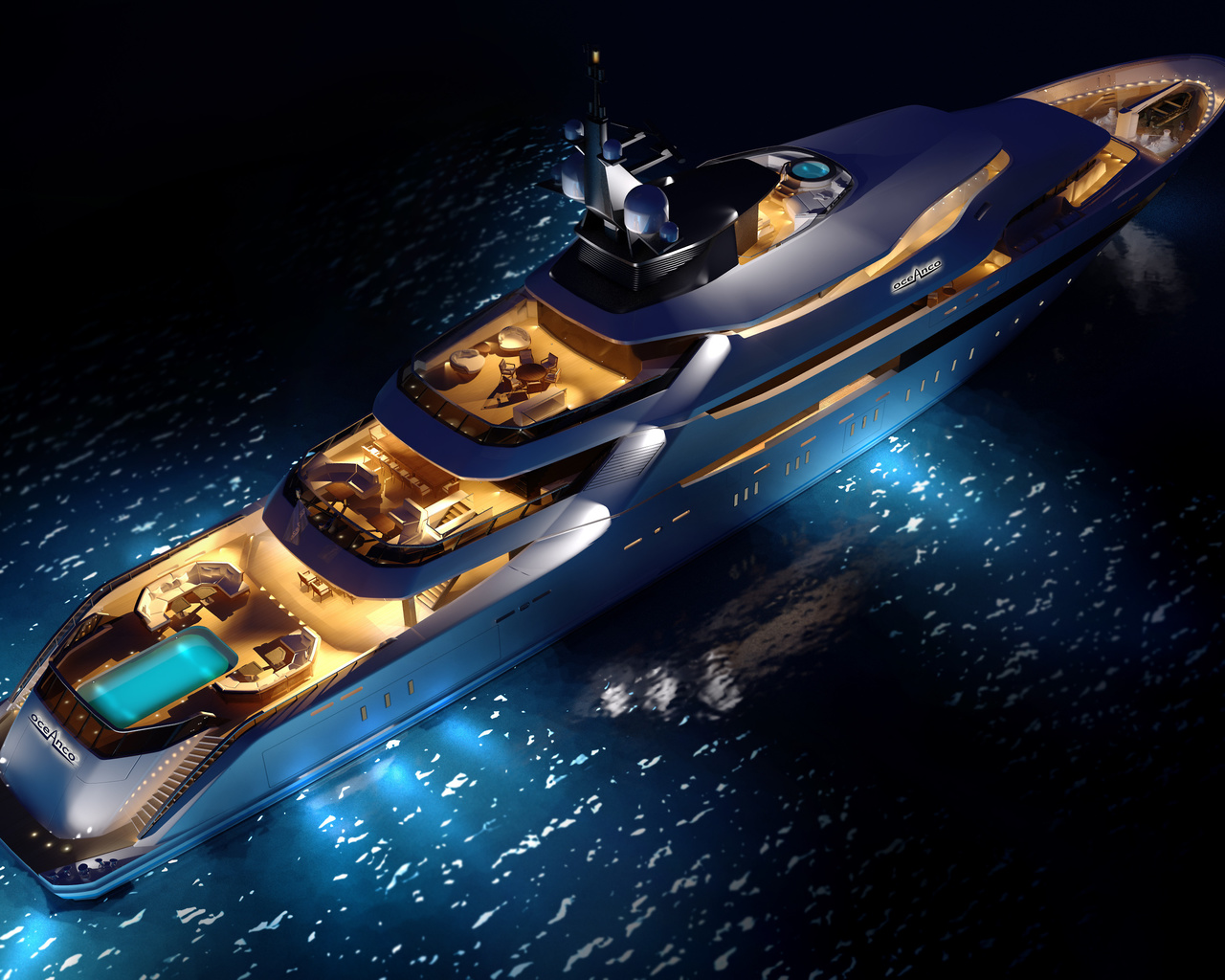 , , , oceanco, y708, night, superyacht, concept, upview