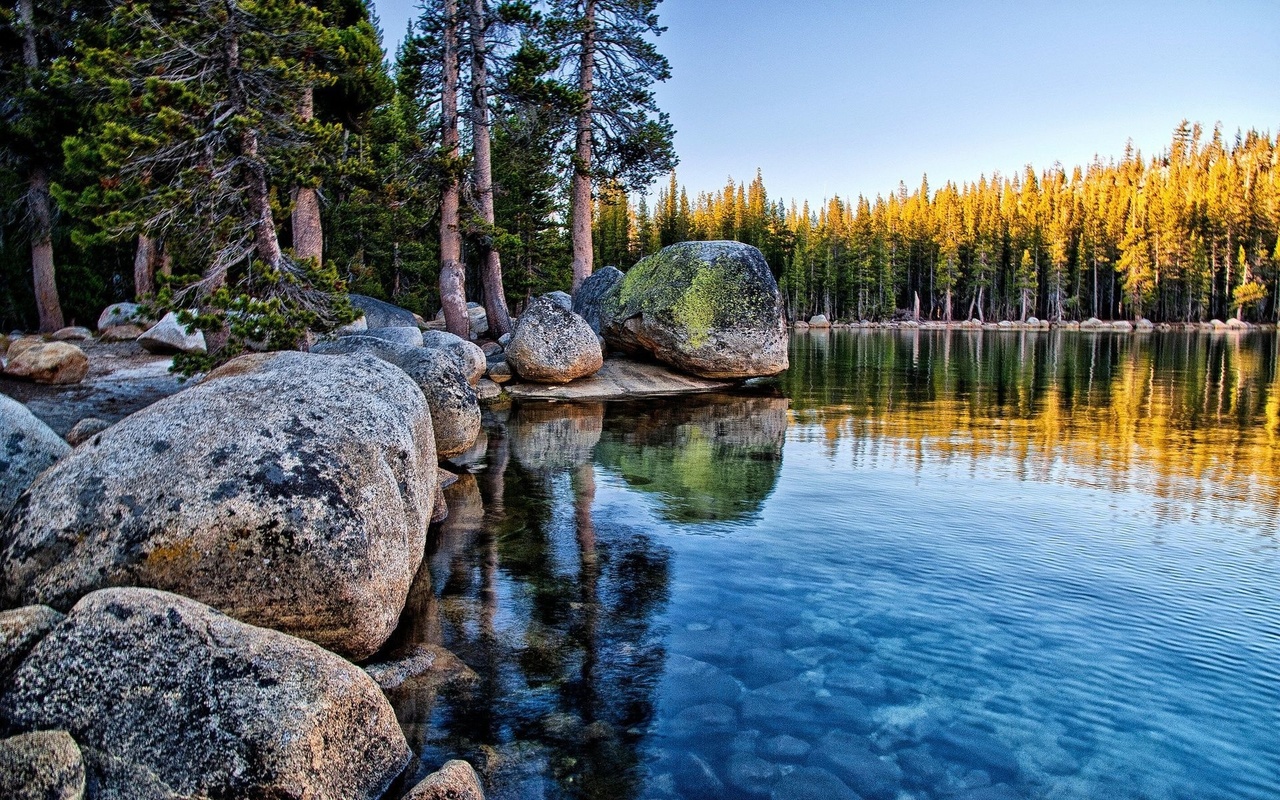 lake, water, mountain, tree, green