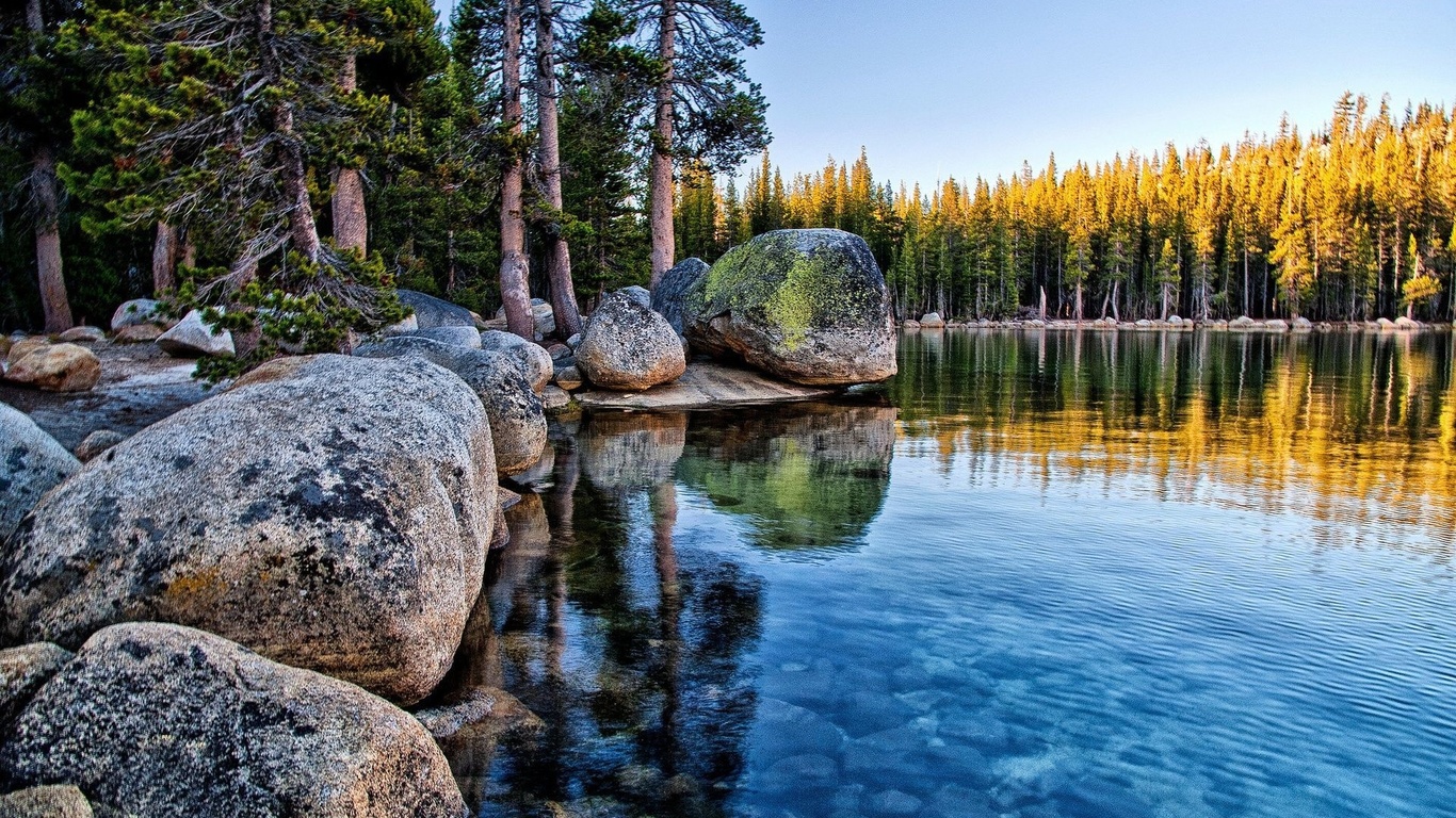 lake, water, mountain, tree, green