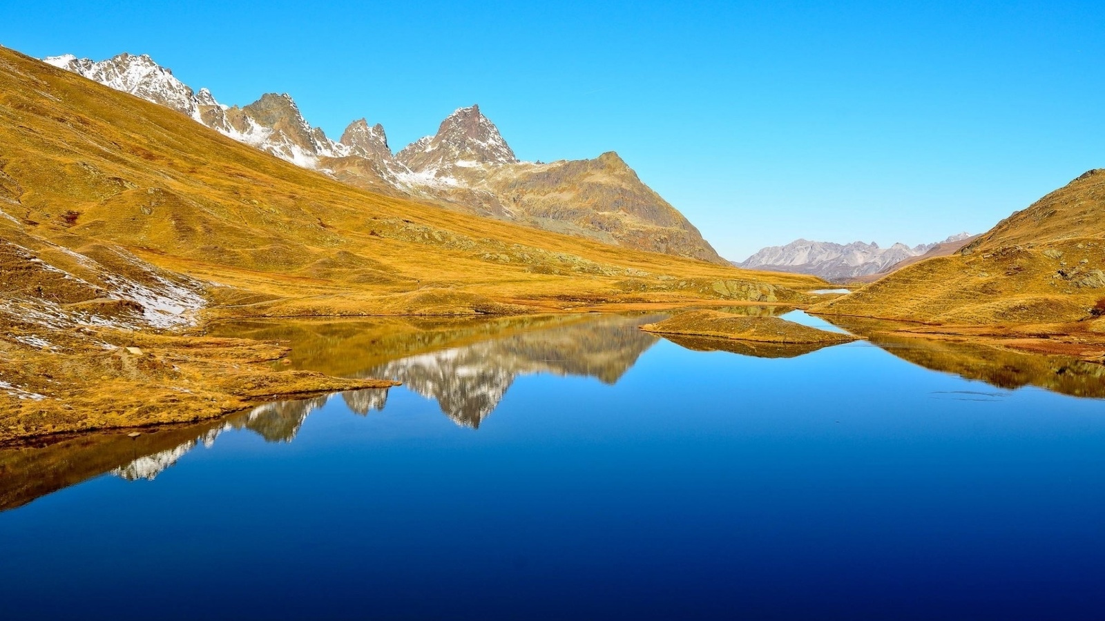 lake, water, mountain, tree, green