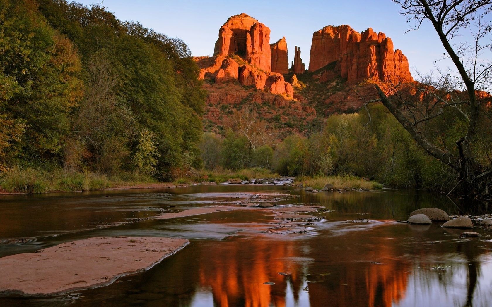 mountain, lake, rock, tree, water