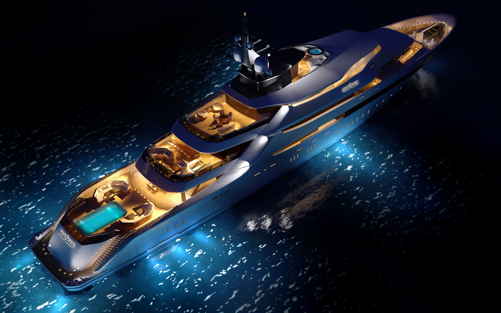 , , , oceanco, y708, night, superyacht, concept, upview